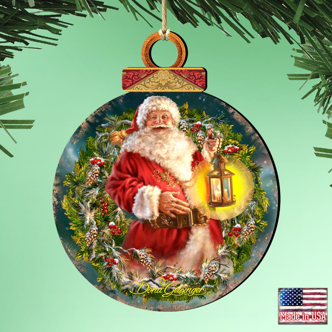 Enchanted Christmas Wreath Wooden Ornaments by Gelsinger - Christmas Santa Snowman Decor - 8021051-1003