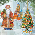 Santas Around the World - German Inspired Santa - Eco Wood Ornaments Set of 3 by G. DeBrekht Christmas Santa Snowman Decor - 8091304S3