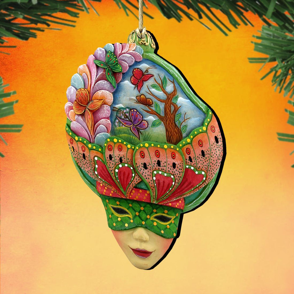 Butterfly Mask Wooden Ornaments by G. DeBrekht - Thanksgiving Halloween Decor - 8161037