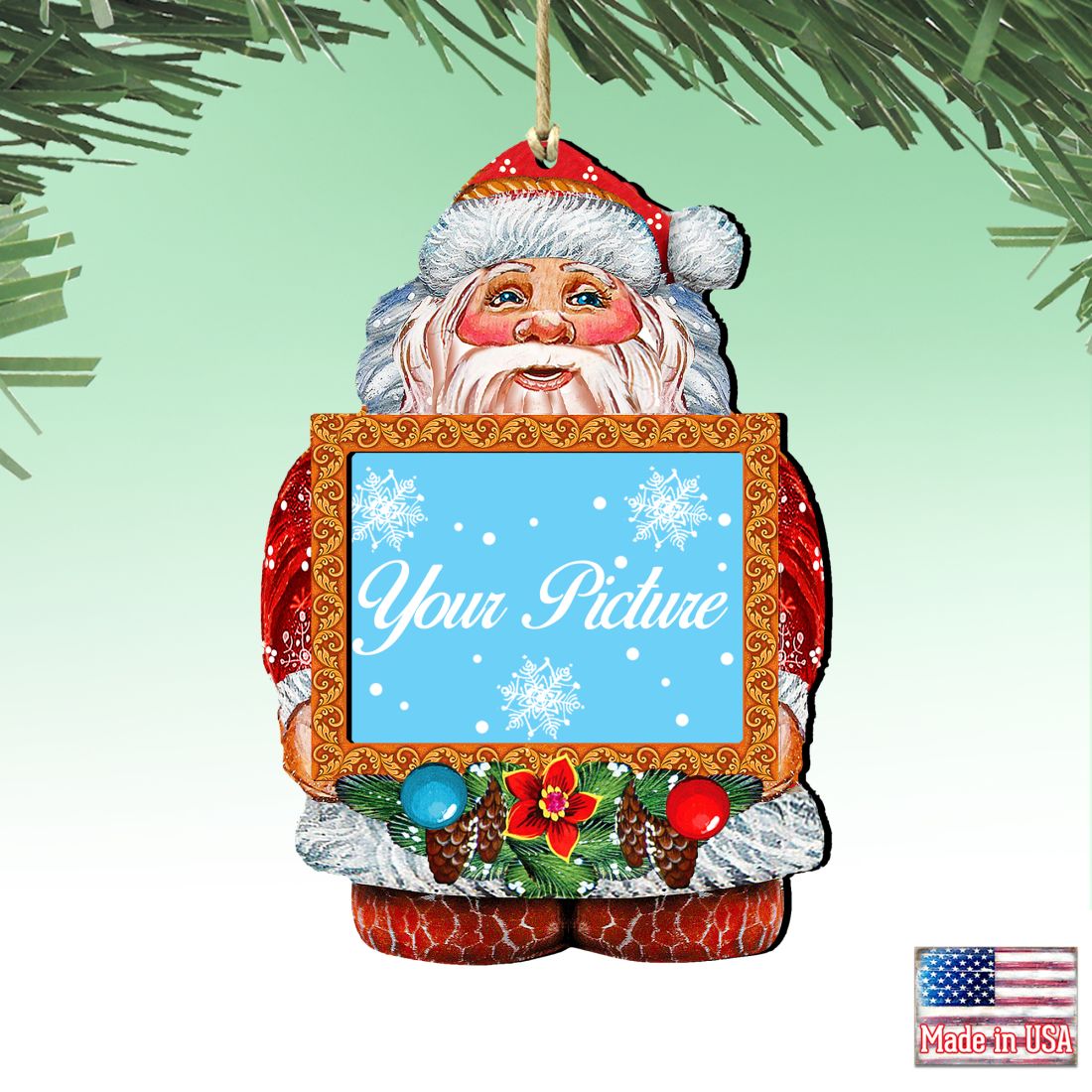 Santa Christmas Picture Frame Ornaments - Ornament for Photo - Christmas Santa Snowman Decor - 8117808PF