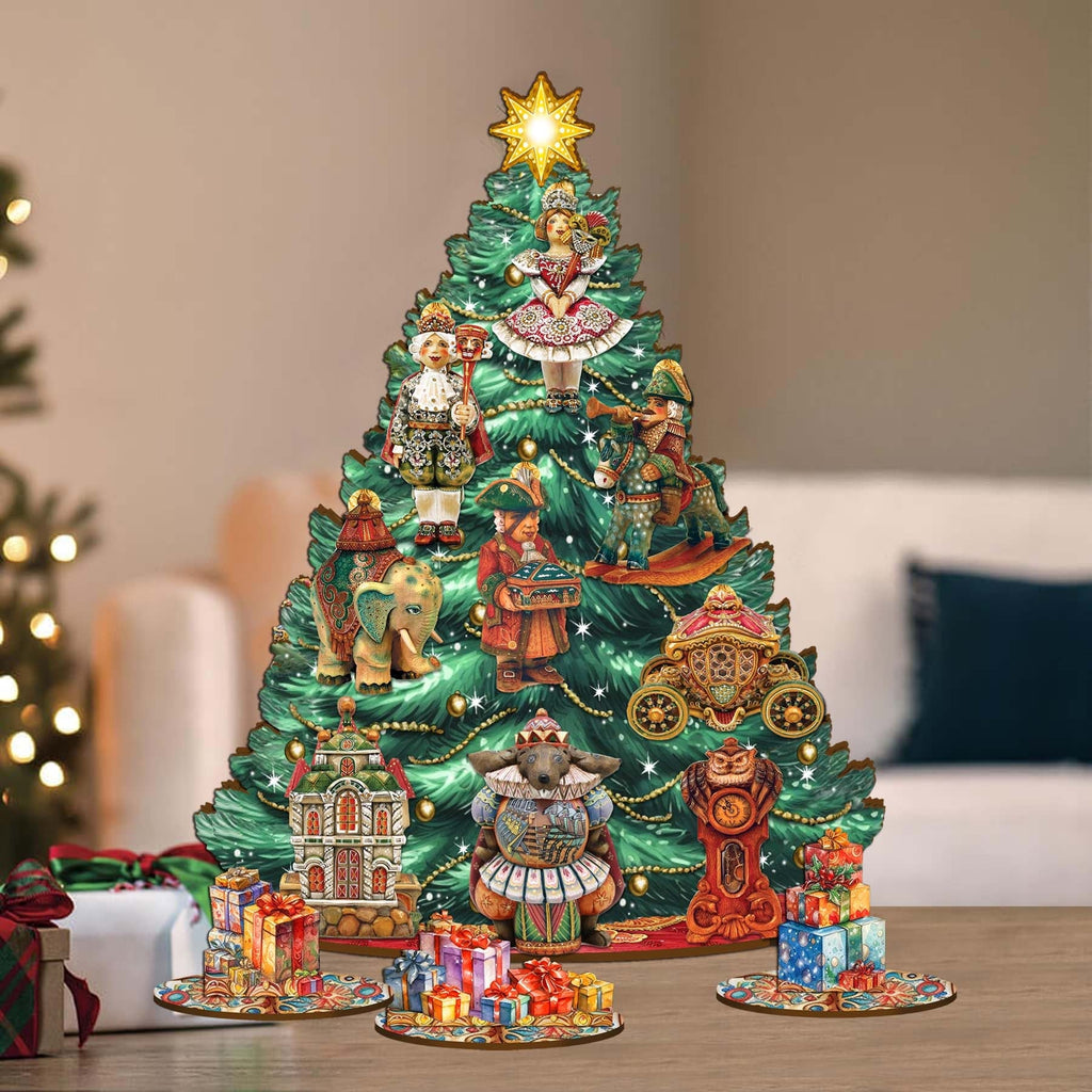 Nutcracker Masquerade Christmas Tree Eco Wood Set by G.DeBrekht Christmas Decor - 8091519