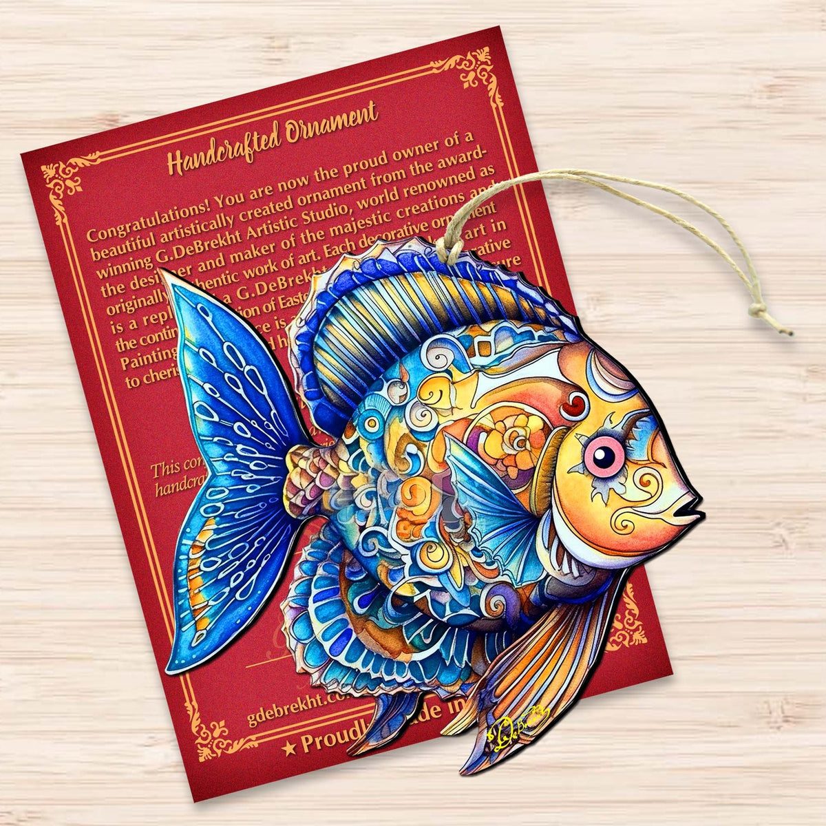 Coastal Christmas Decor - Azure Angel Fish Wooden Ornaments by G.Debrekht Coastal Holiday Decor - 8688303