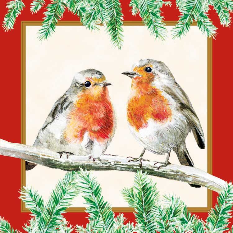 Paper Lunch Napkin - Robins - Red