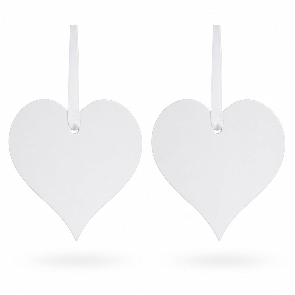 Set of 2 Hearts Plaster Christmas Ornaments 3.2 Inches