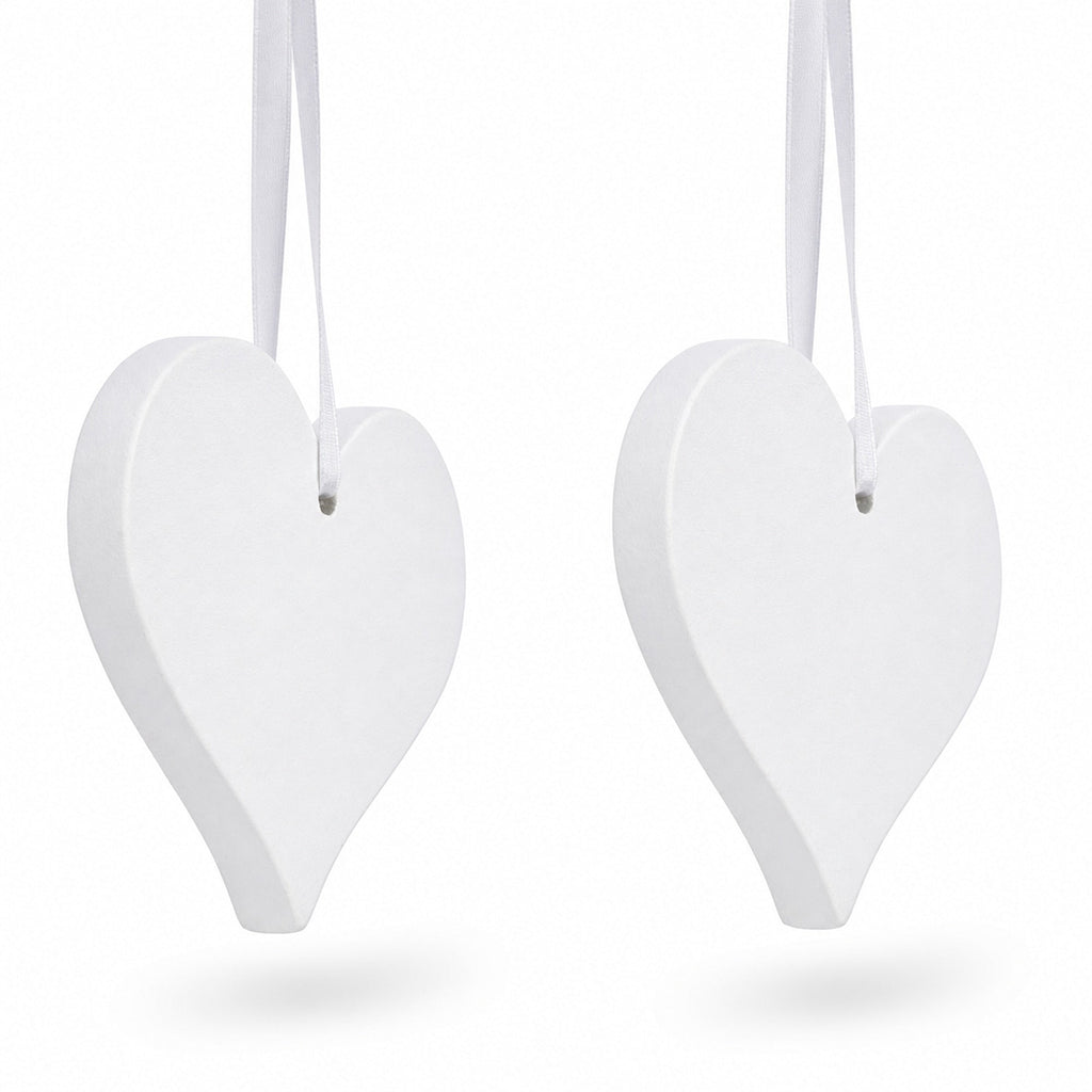 Set of 2 Hearts Plaster Christmas Ornaments 3.2 Inches