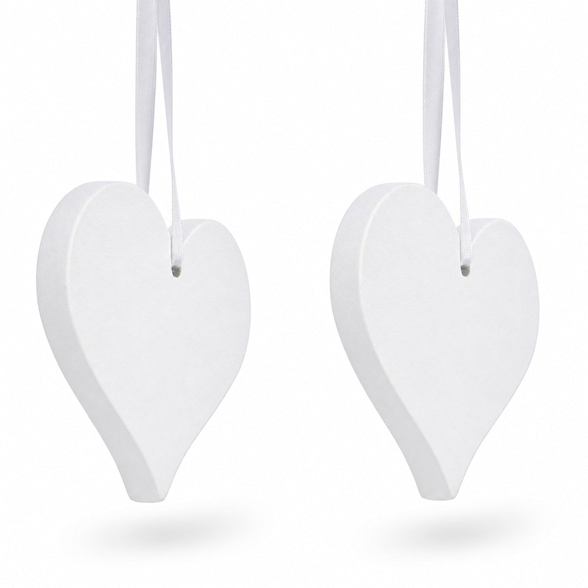 Set of 2 Hearts Plaster Christmas Ornaments 3.2 Inches