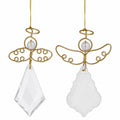 Set of 2 Clear Plastic Angels with Golden Wings Christmas Ornaments 3 Inches