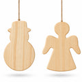 Set of 2 Unfinished Unpainted Wooden Snowman and Angel Christmas Ornaments Cutouts DIY Craft 4.5 Inches