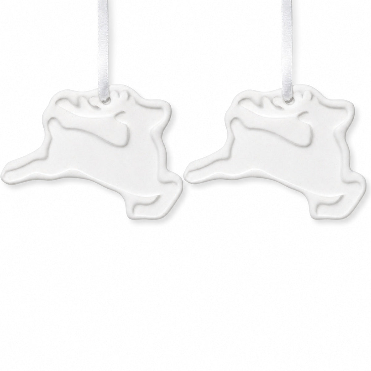 Set of 2 Blank Unfinished White Plaster Reindeer Christmas Ornaments DIY Craft 3.7 Inches