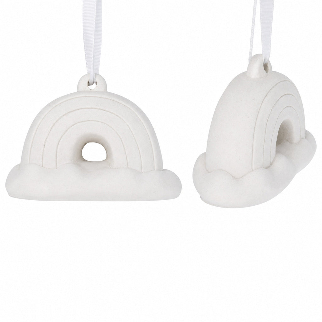 Set of 2 Blank Unfinished White Plaster 3D Rainbow Christmas Ornaments DIY Craft 3.5 Inches