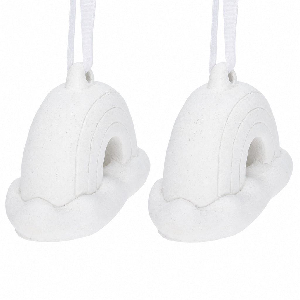 Set of 2 Blank Unfinished White Plaster 3D Rainbow Christmas Ornaments DIY Craft 3.5 Inches