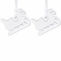 Set of 2 Blank Unfinished White Plaster Sleigh Christmas Ornaments DIY Craft 3.35 Inches