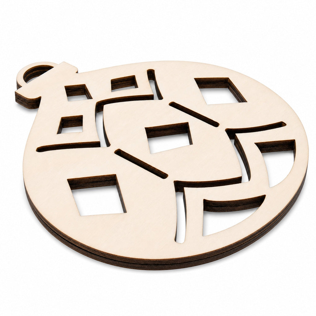 Unfinished Wooden Geometric Christmas Ornament Shape Cutout DIY Craft 4.7 Inches