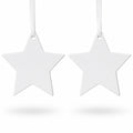 Set of 2 Blank Unfinished White Plaster Star Christmas Ornaments DIY Craft 3.9 Inches