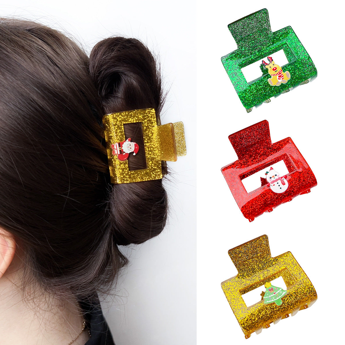 Christmas Hair Accessories Geometric Acrylic Glitter