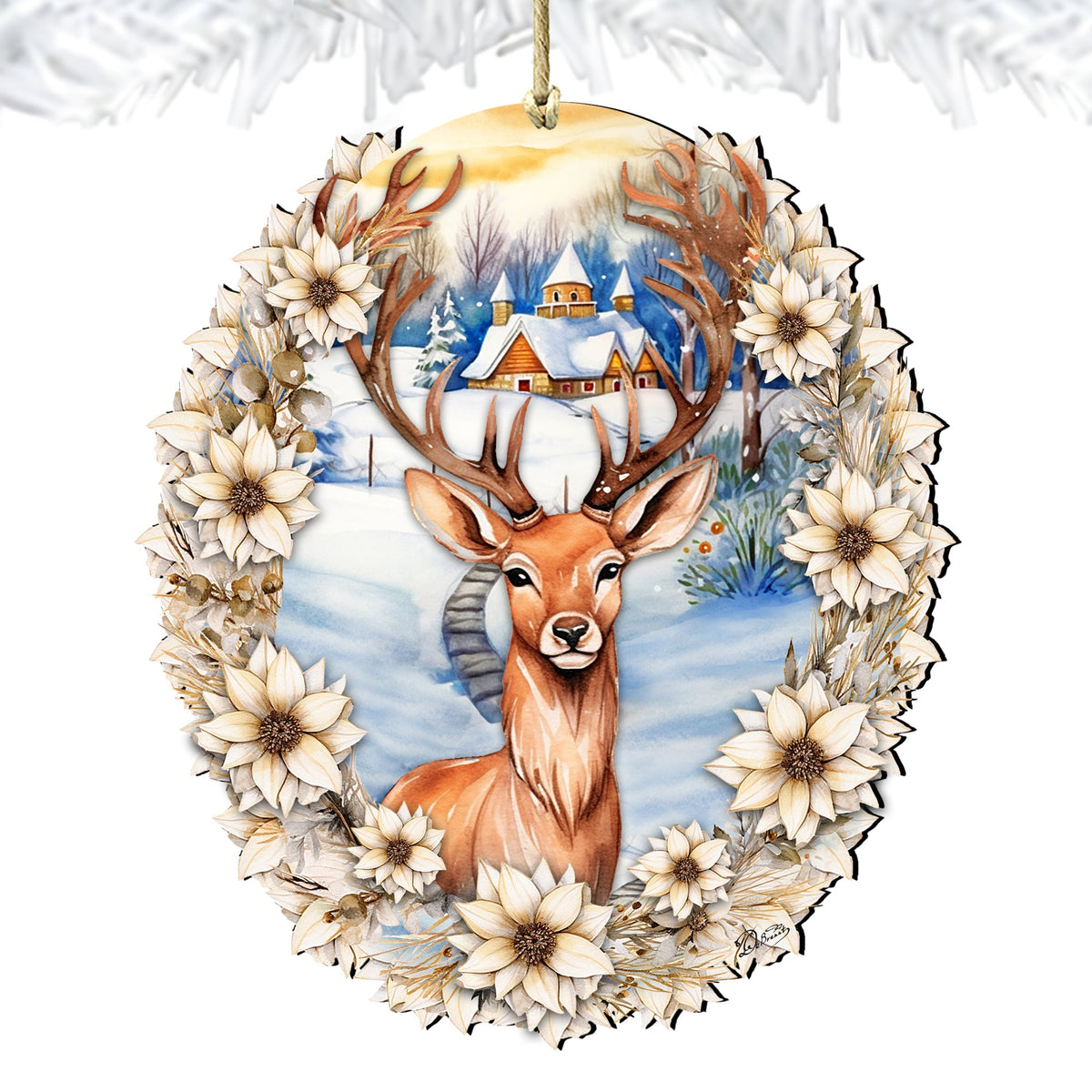 Majestic Forest Deer Wooden Ornaments by G. Debrekht Christmas Decor - 8611065