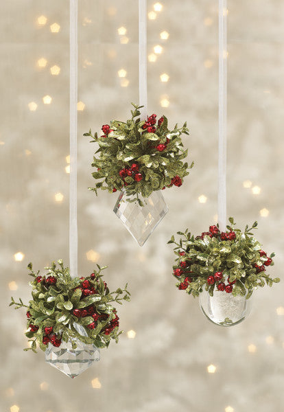 Mistletoe Red Berry Acrylic Gem Ornament -