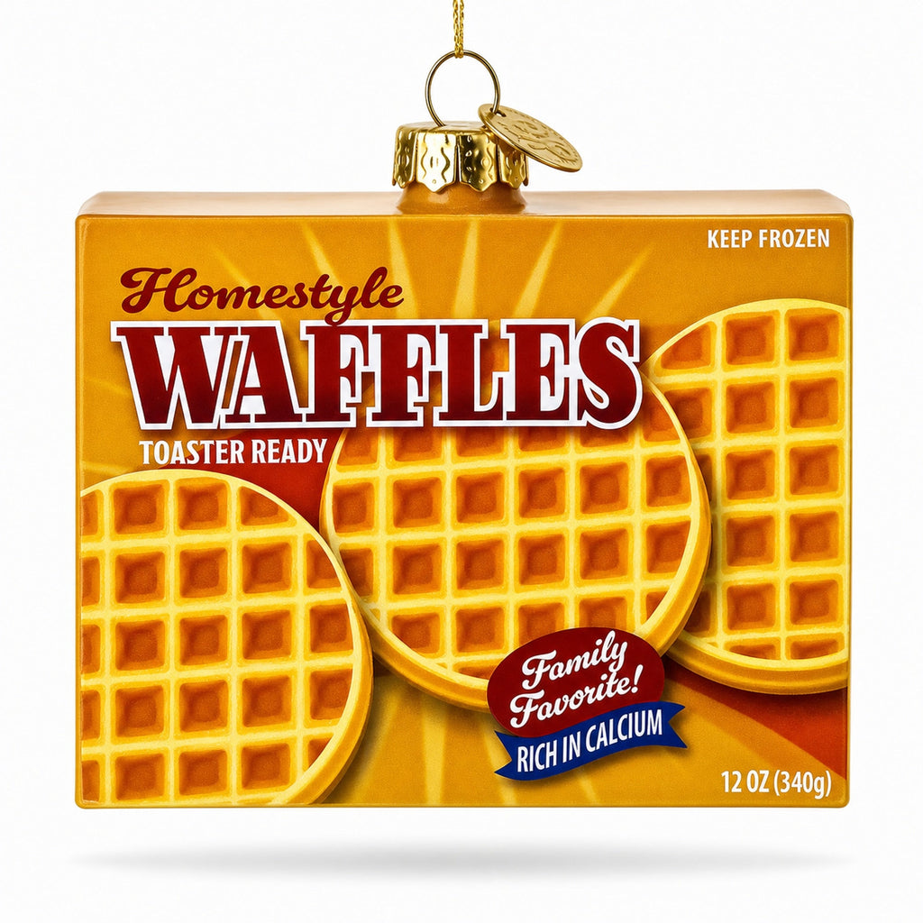 Waffles Box Glass Christmas Ornament