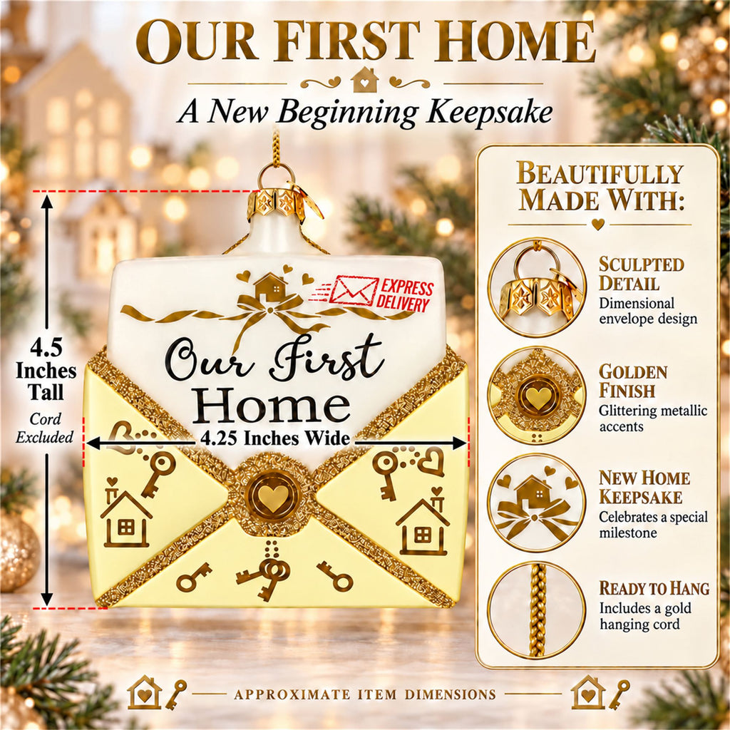 New Homeowner Housewarming Envelope Letter Box Glass Christmas Ornament