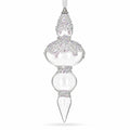 Clear Glass Finial With Frosted Ice Beading Christmas Ornament