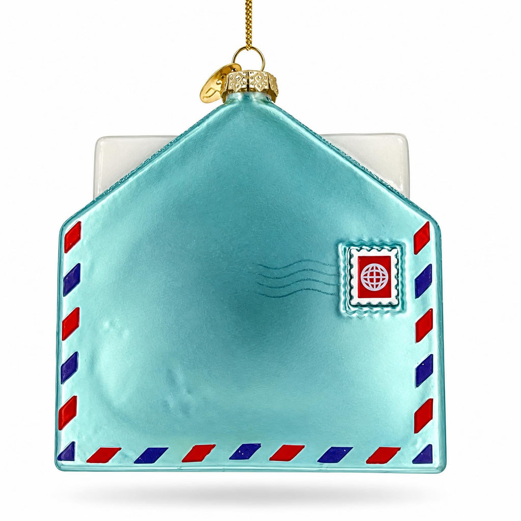 Nostalgic Wish You Were Postcard Mail Letter Glass Christmas Ornament