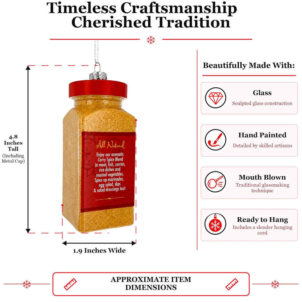 Curry Powder Spice Jar Glass Christmas Ornament