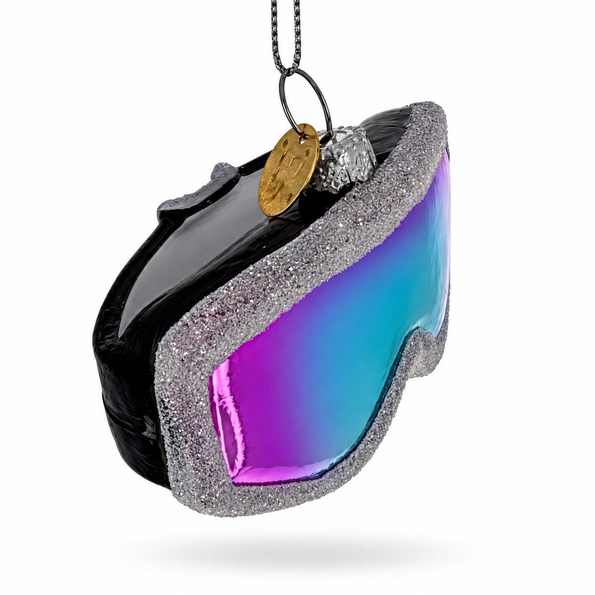 Iridescent Lens Snowboard Ski Goggles Glass Christmas Ornament