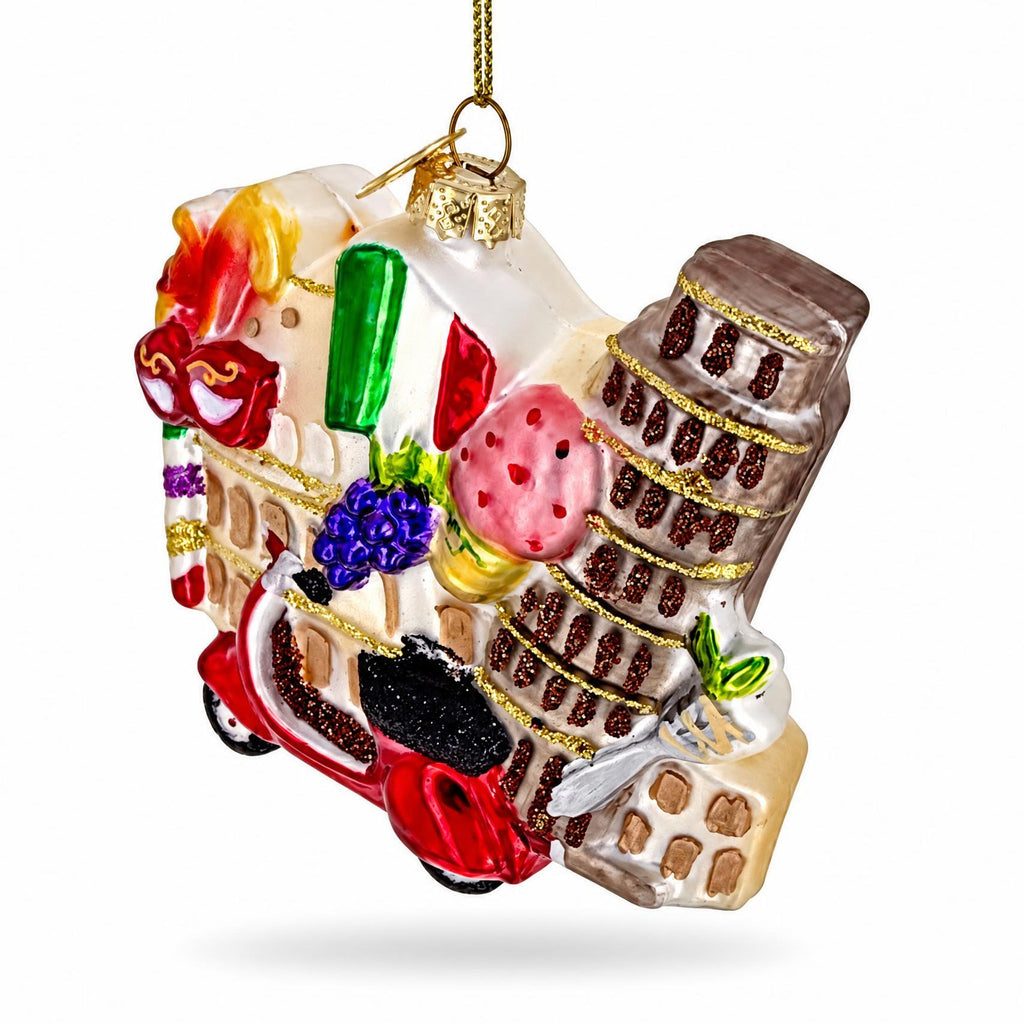 Italy Landmarks Travel Souvenir Glass Christmas Ornament
