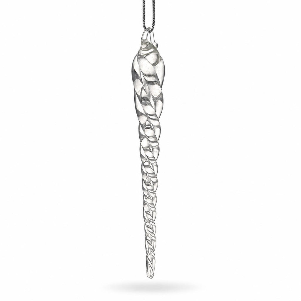Clear Twisted Glass Icicle Winter Christmas Ornament