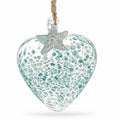 Blue Speckled Glass Heart With Starfish Christmas Ornament