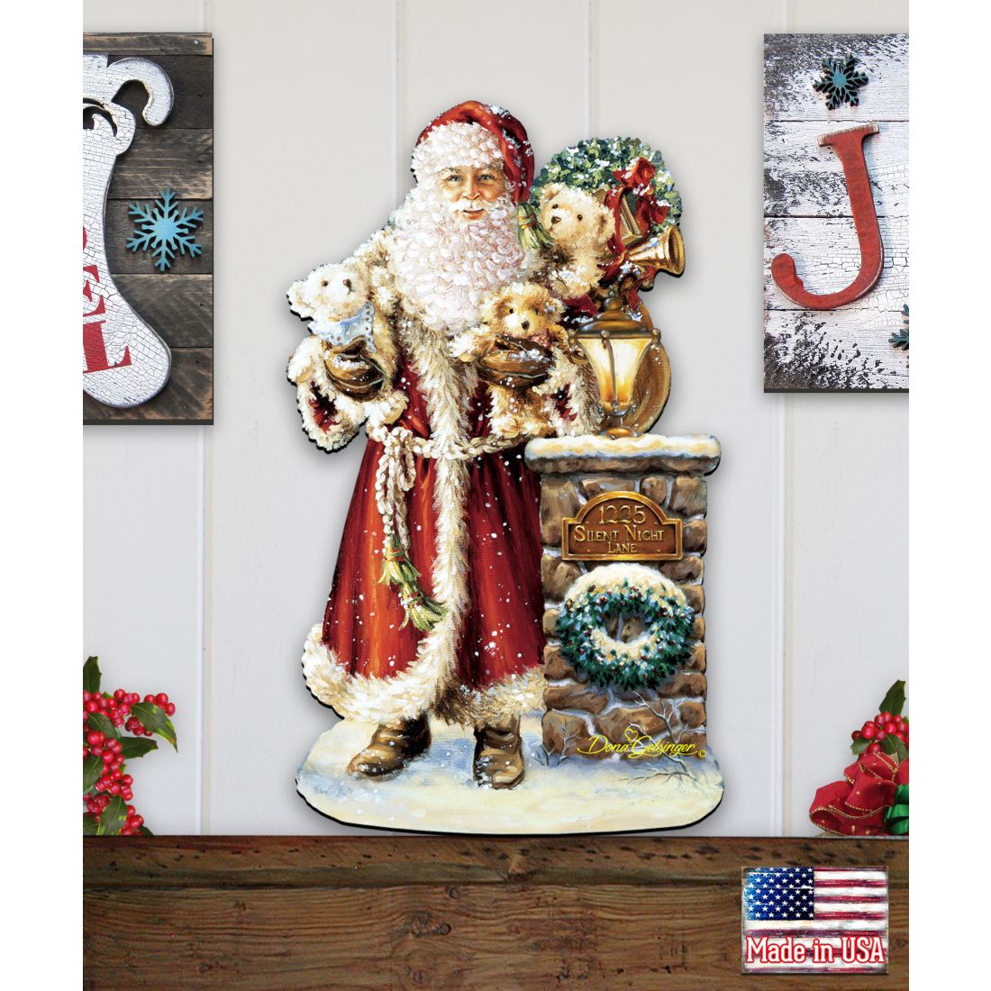 Silent Night Santa Christmas Door Decor by D. Gelsinger - Christmas Santa Snowman Decor - 8461013H-1315