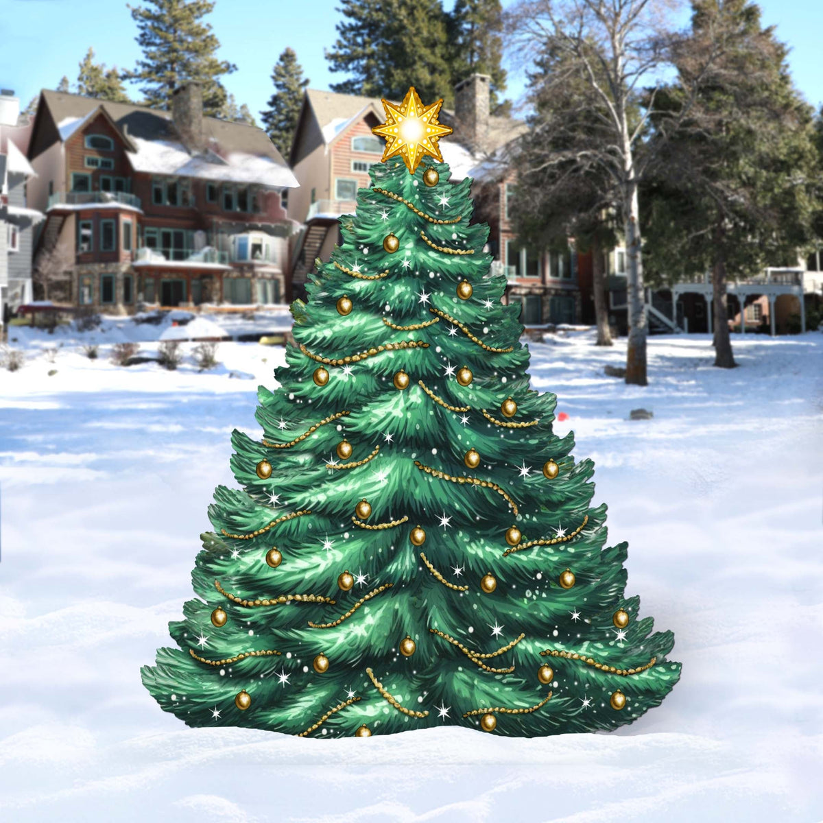 Christmas Tree Outdoor Indoor Decor Wooden Christmas Decoration by G. Debrekht Christmas Decor - 8191500F