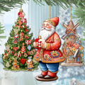 Santas Around the World - Danish Inspired Santa - Eco Wood Ornaments Set of 3 by G. DeBrekht Christmas Santa Snowman Decor - 8091302S3