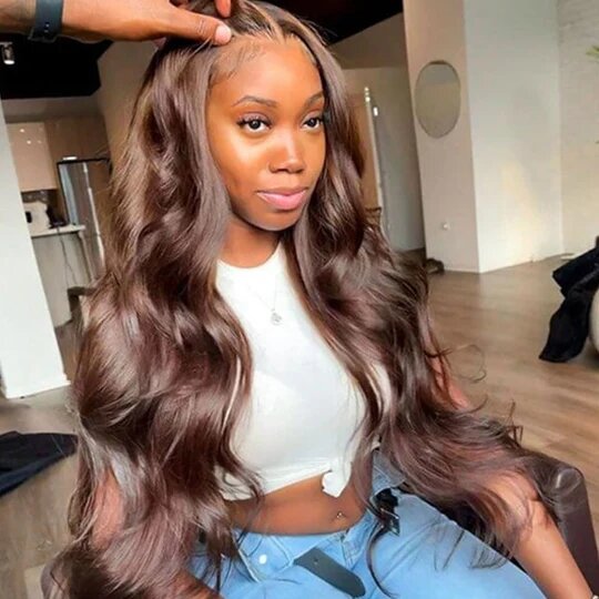Lace Closure Human Hair Wig Brown Body Wave Density