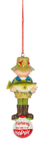 Happy Fisherman Ornament - Fishing Makes Me Happy