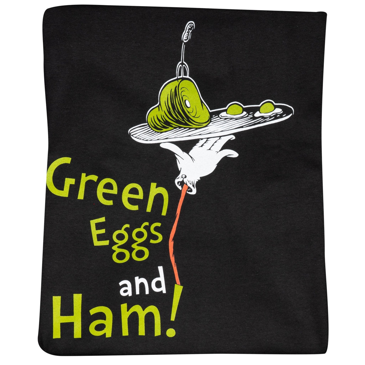 Dr Seuss Green Eggs and Ham Adult Short Sleeves Black T-Shirt