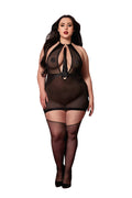 Dreamgirl Plus Black Fetish Garter Slip & Flogger