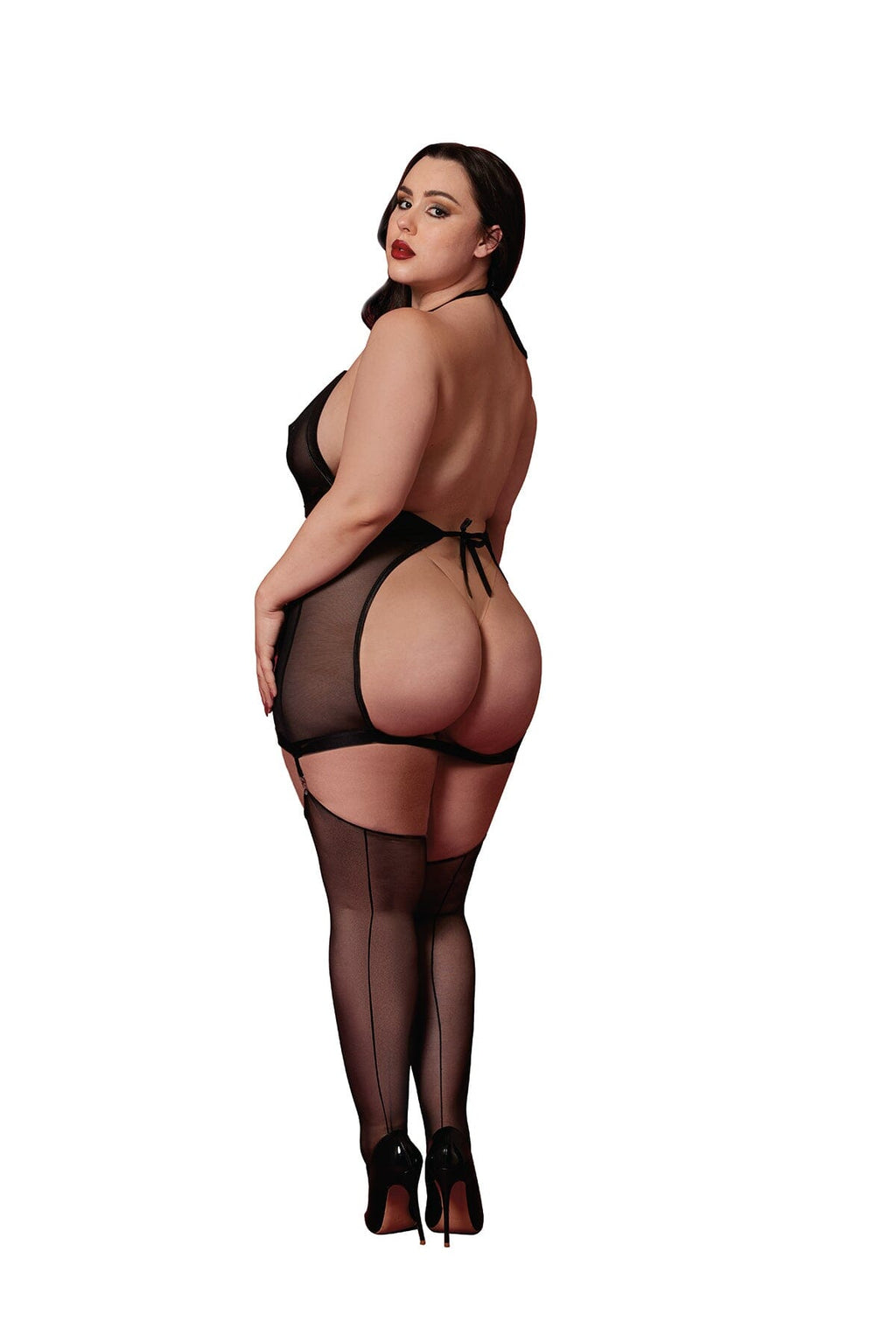 Dreamgirl Plus Black Fetish Garter Slip & Flogger