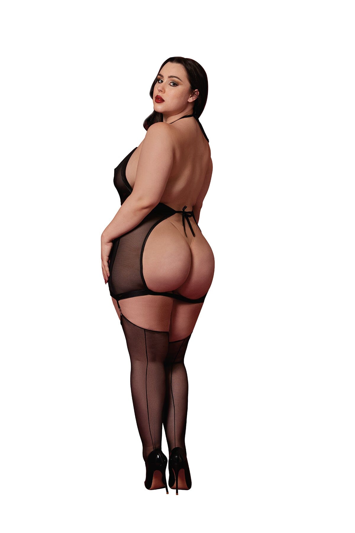Dreamgirl Plus Black Fetish Garter Slip & Flogger