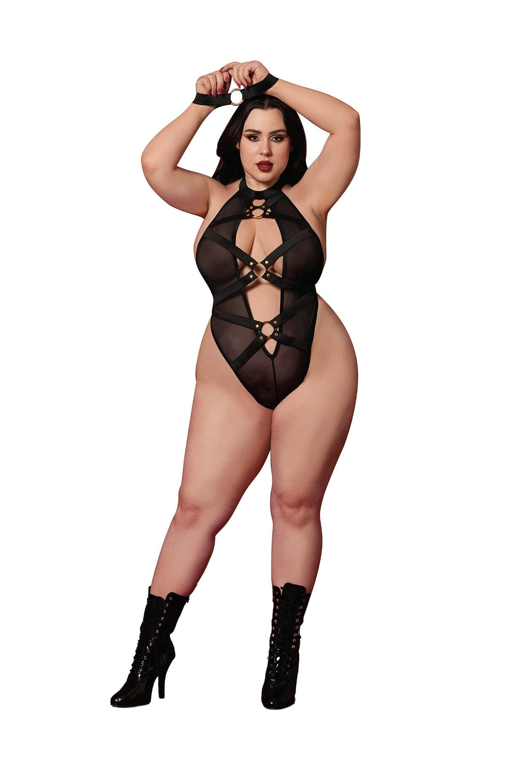 Dreamgirl Plus Black Fetish Teddy & Restraint