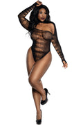 Dreamgirl Plus Black Long Sleeve Bodysuit