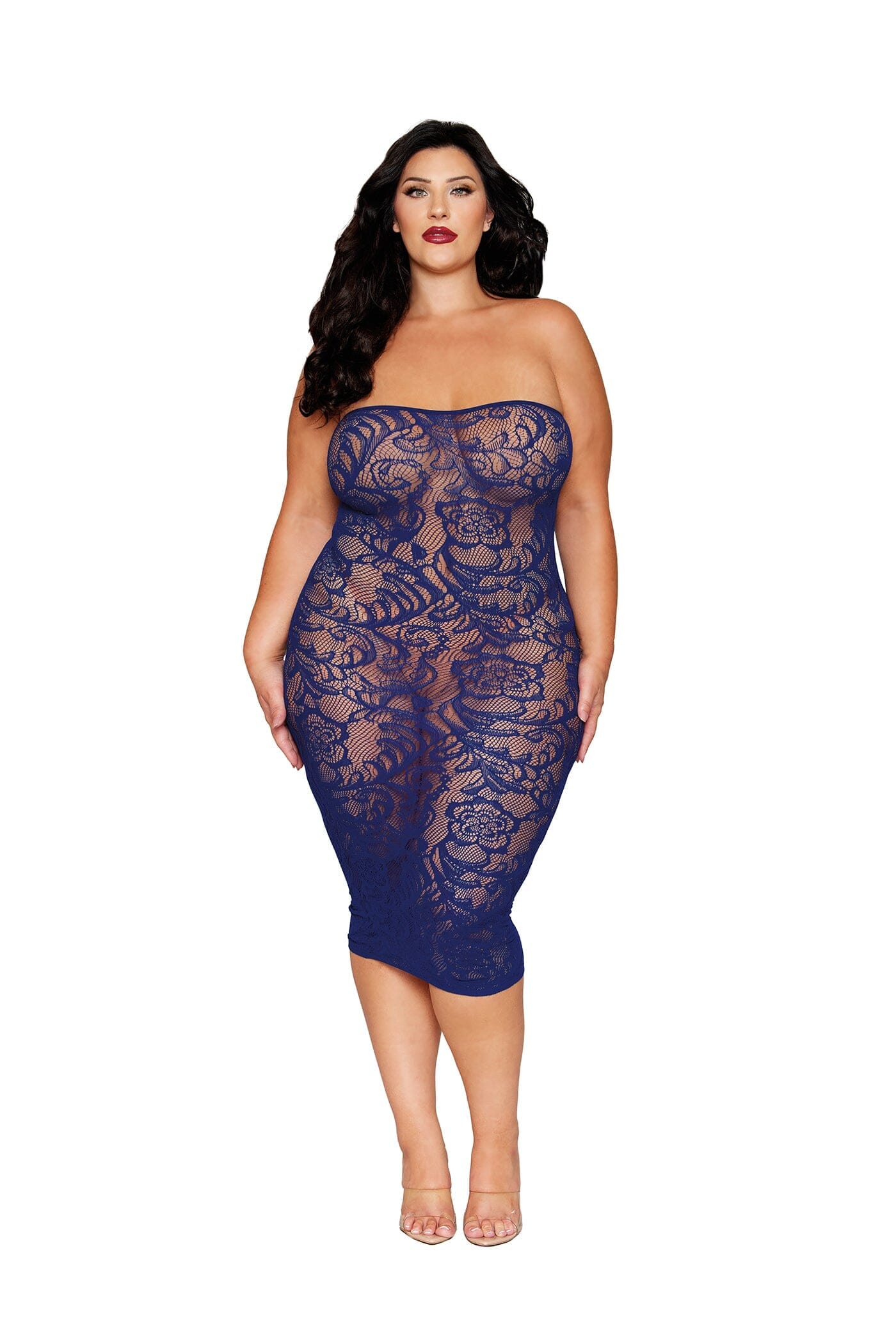 Dreamgirl Plus Bodystocking Gown & Shrug