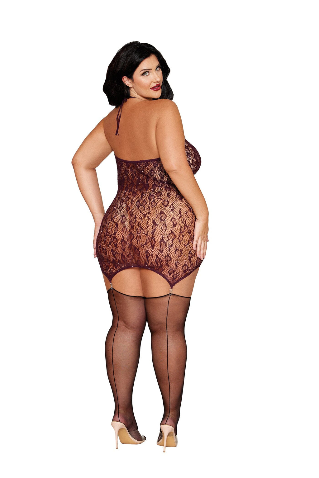 Dreamgirl Plus Cherry Lacquer Garter Slip