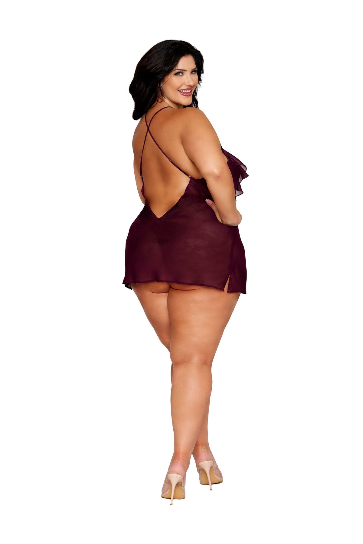 Dreamgirl Plus Cherry Lacquer Robe & Chemise