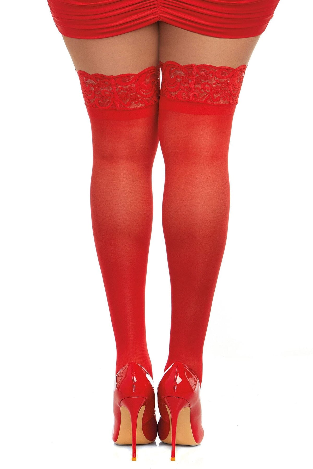 Dreamgirl Plus Laced Stay-up Sheer Thigh High