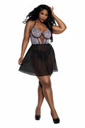Dreamgirl Plus Onyx White and Black Babydoll