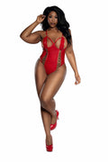 Dreamgirl Plus Red Vinyl Teddy With Cutouts