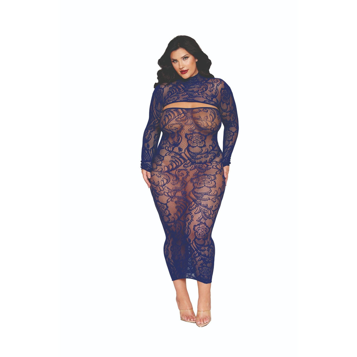 Dreamgirl Plus Bodystocking Gown & Shrug