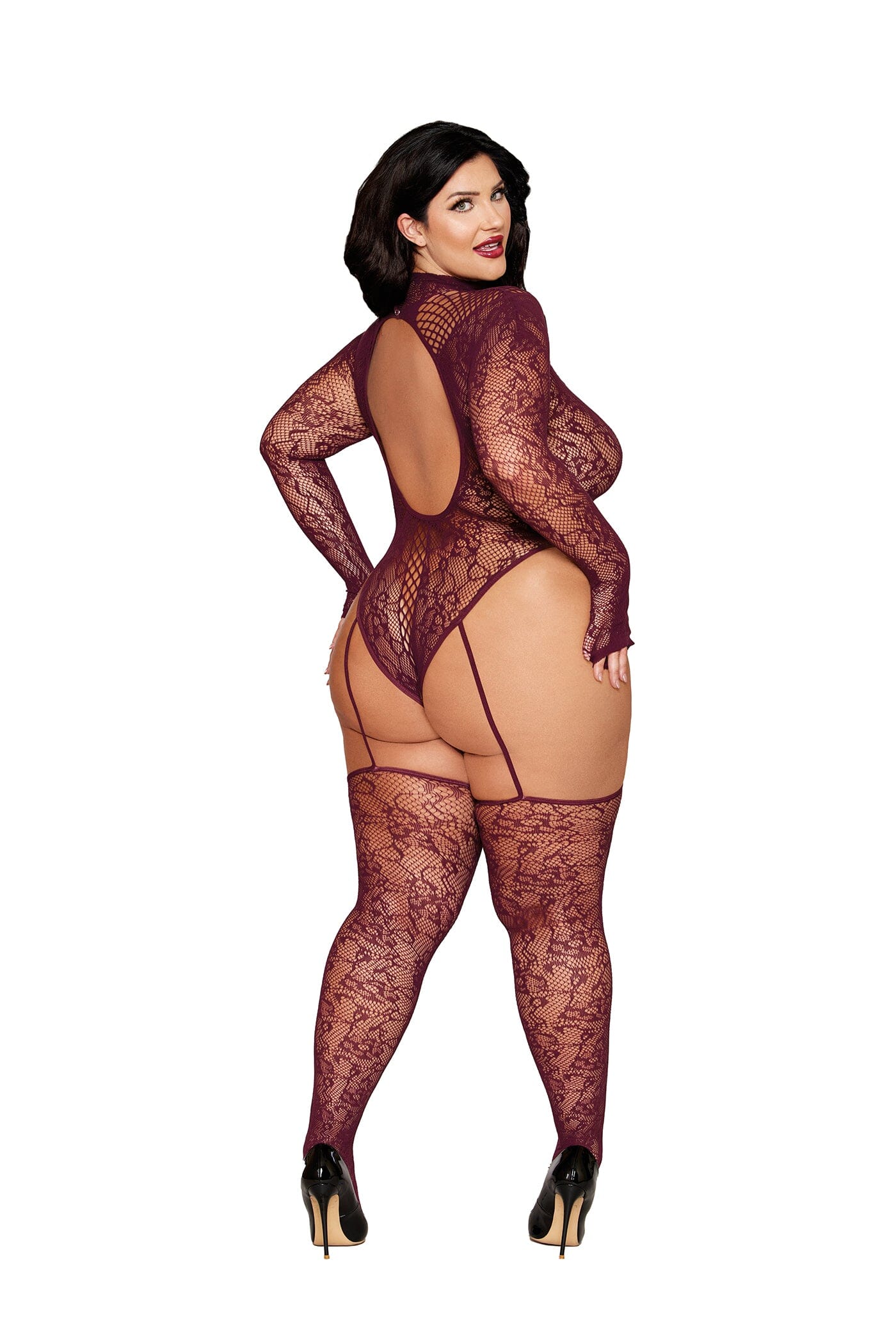 Dreamgirl Plus Size Cherry Lacquer Teddy Bodystocking