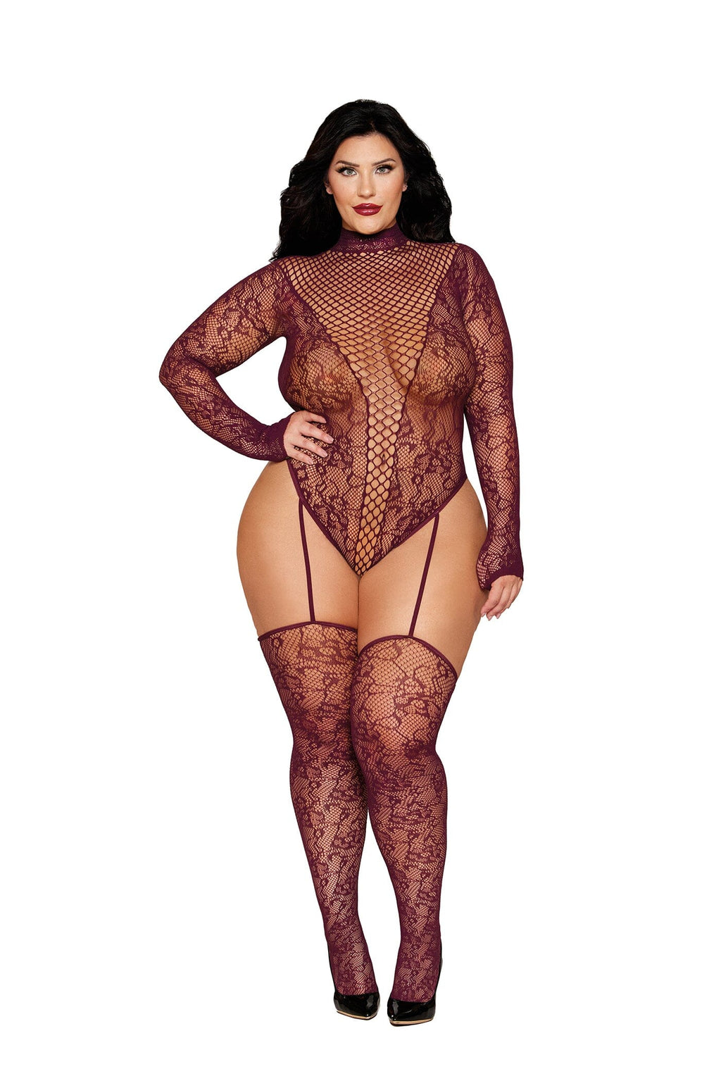 Dreamgirl Plus Size Cherry Lacquer Teddy Bodystocking